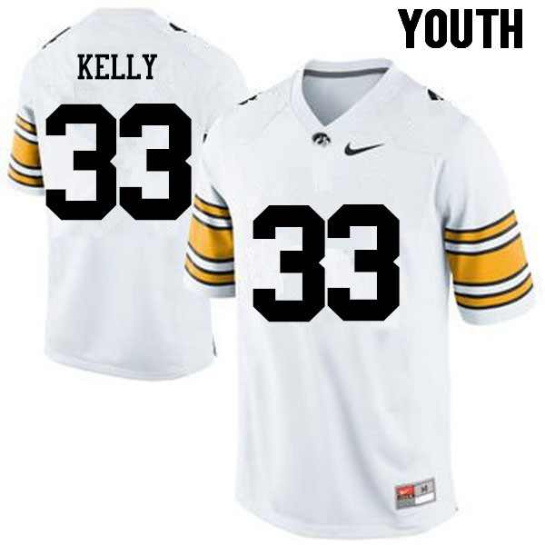 Youth Iowa Hawkeyes #33 Austin Kelly College Football Jerseys-White